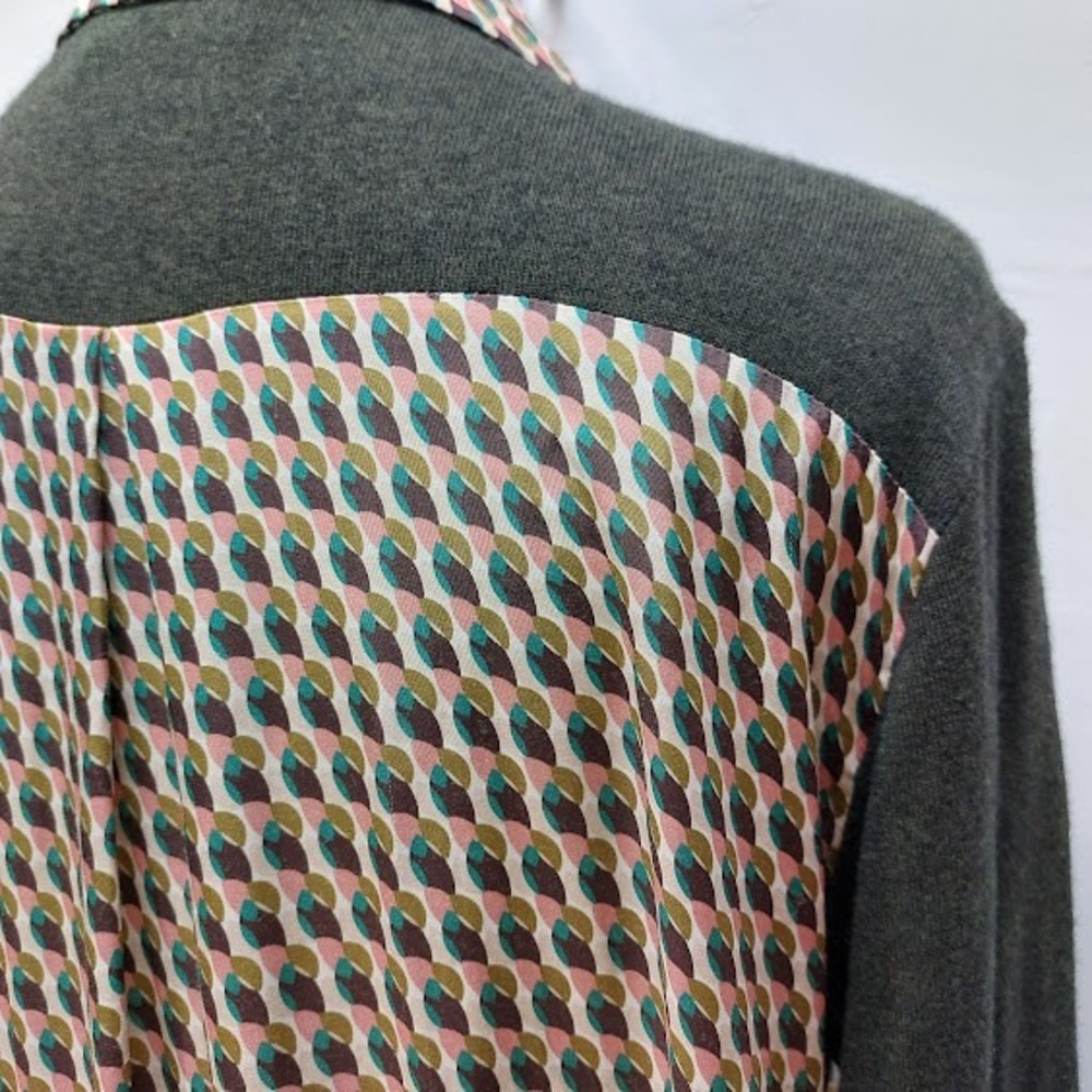 Sita Murt Shirt Dress Women's Size 42 Brown Green Geometric Knit Mix Midi Mod - Picture 7 of 11